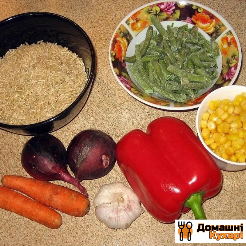 Коричневий рис з овочами - фото крок 1